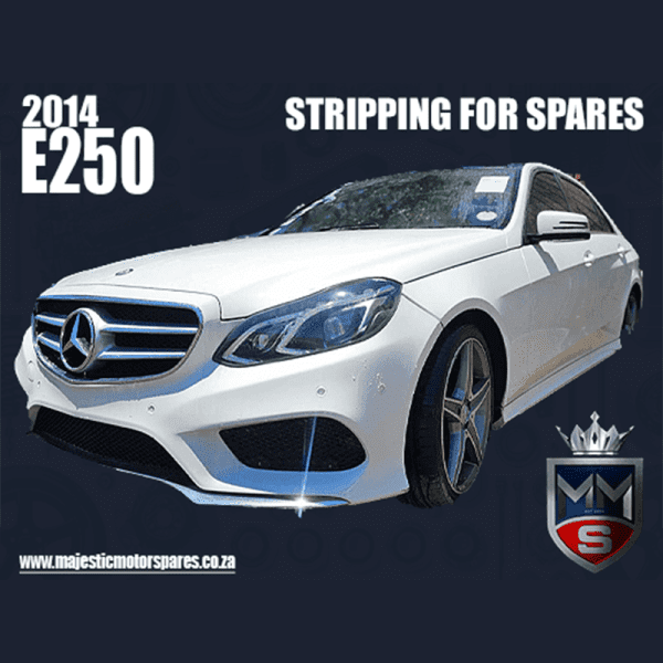 2014 Mercedes-Benz E250 white luxury sedan, stripped for spare parts at Majestic Motor Spares