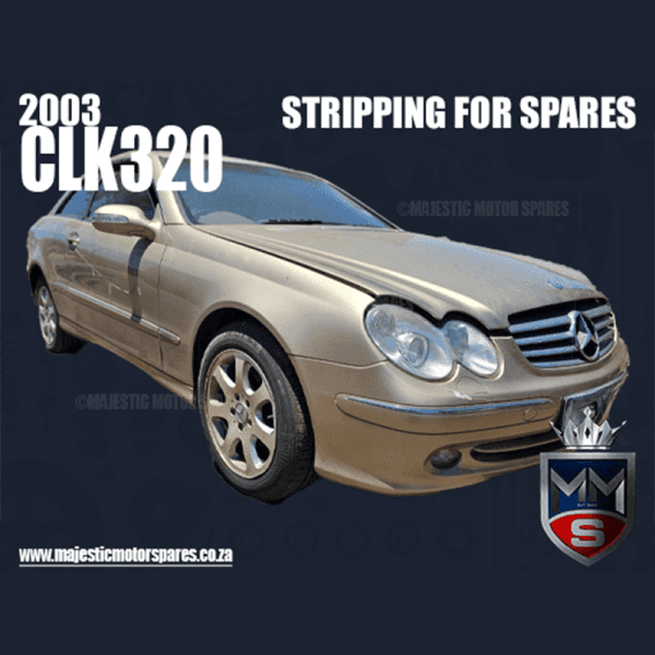 2003 Mercedes-Benz CLK320 gold coupe, stripped for spare parts at Majestic Motor Spares.