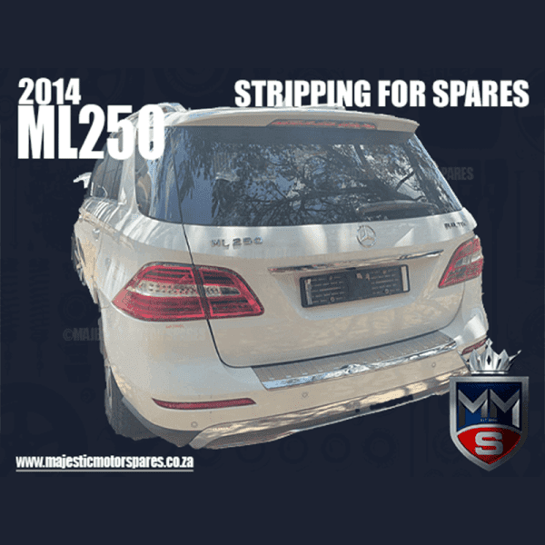 2014 Mercedes-Benz ML250 white luxury SUV, rear view, stripped for spare parts at Majestic Motor Spares